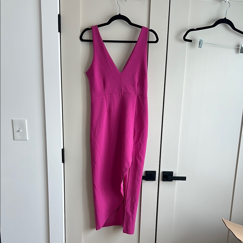 Abercrombie & Fitch Pink Sleeveless V-Neck Bodycon Midi
